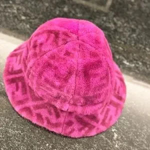Fendi shearling bucket hat with a Zucca monogram pattern.Orange/Red Fuzzy Accessories | Hand Tooled Headband | Poshmark main image 2